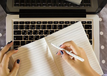 paper and laptop